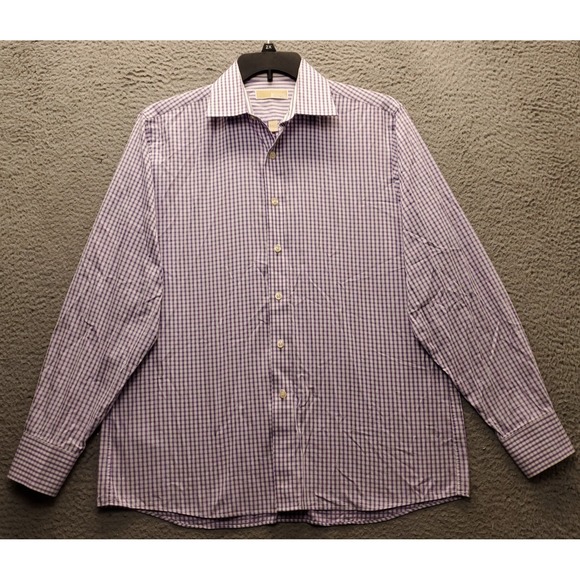 Michael Kors Dress Shirt Men Large Multi Plaid Long Sleeve Regular Fit Button Up - Picture 1 of 9